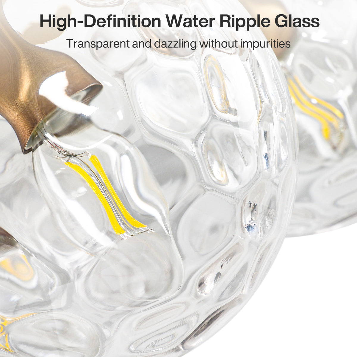 Tribesigns 3-bulb E14 ceiling light, living room ceiling lamp with clear blown glass spheres