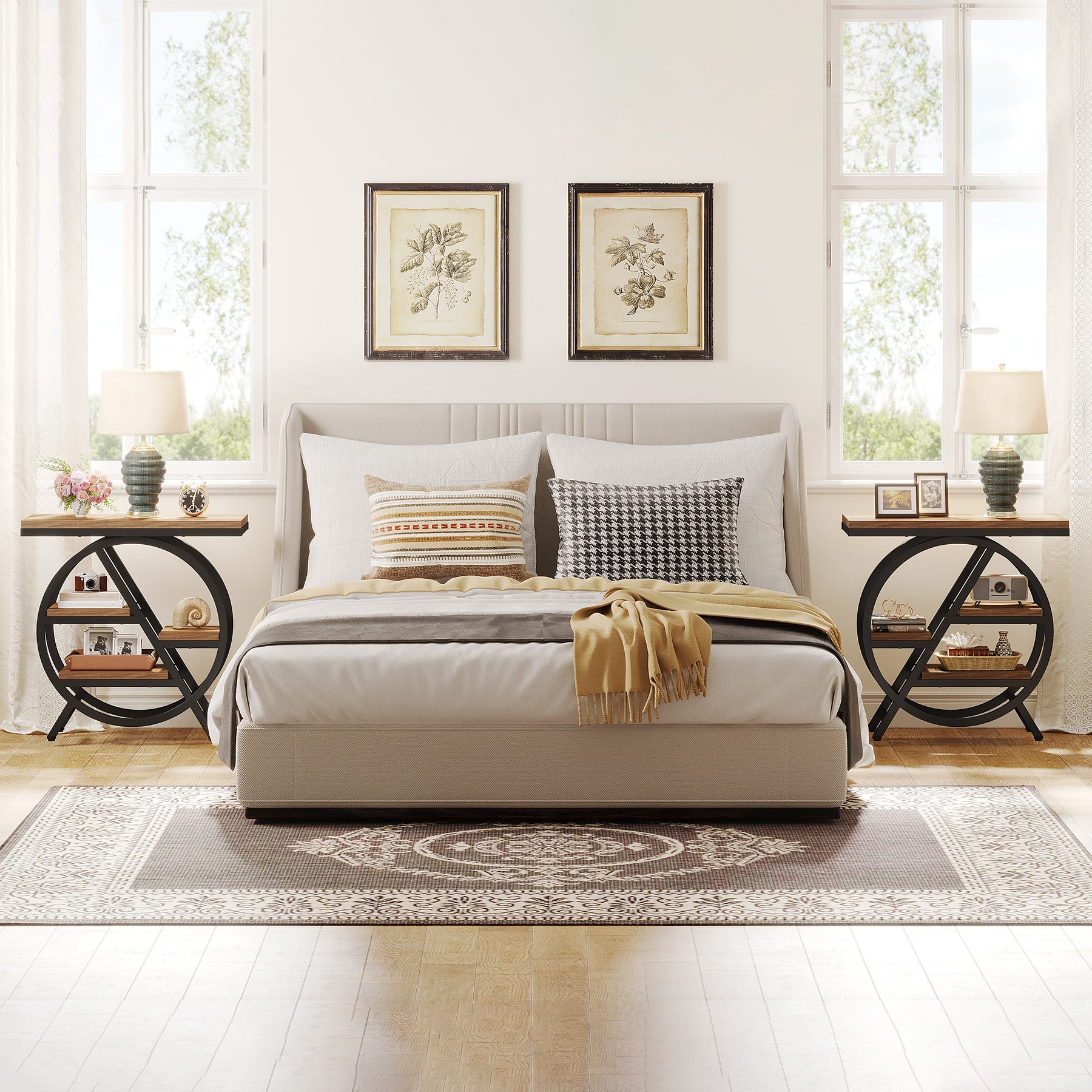 4-Tier End Table, Small Side Table Snack Table with Storage Shelves