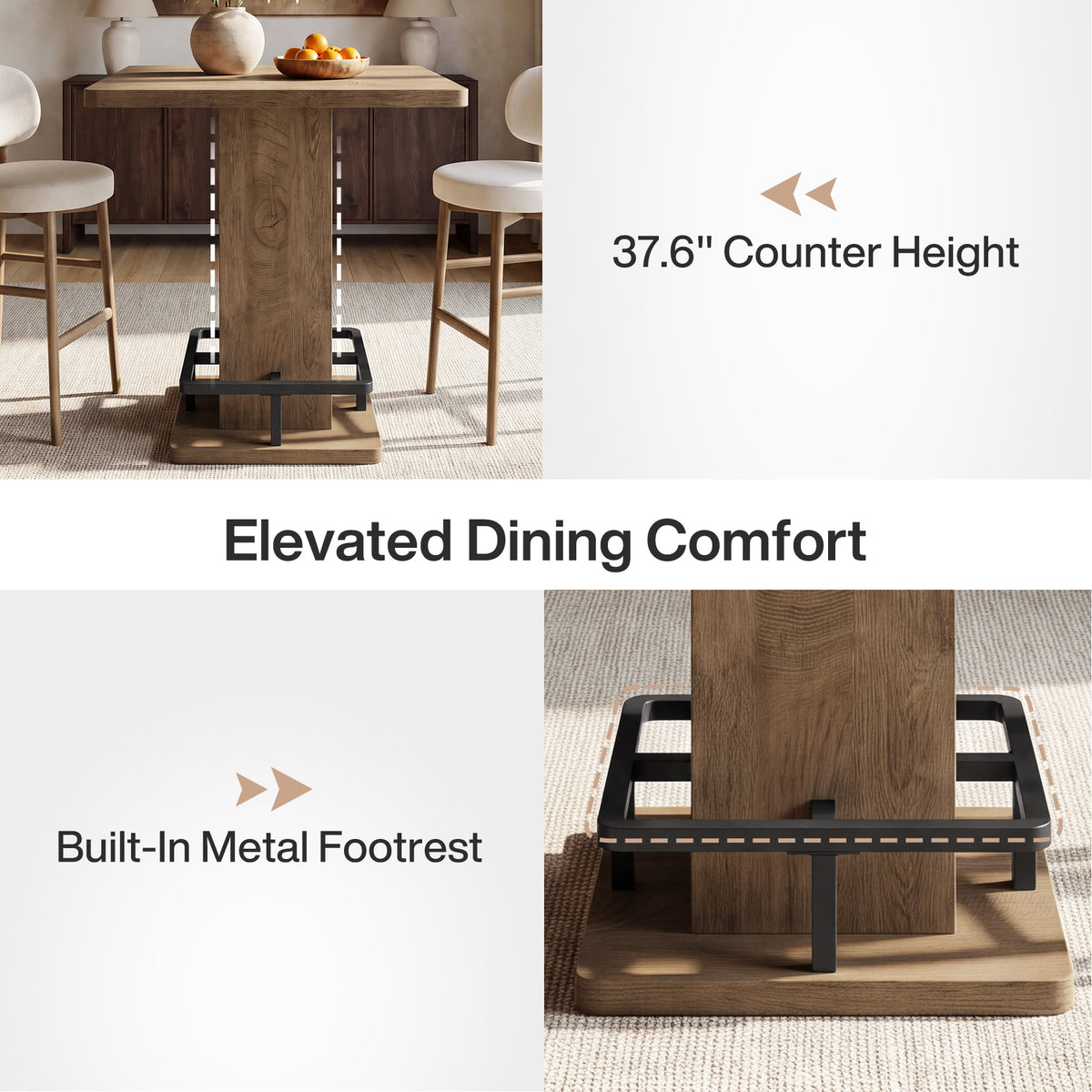 81cm Square Counter Height Dining Table, Small Space Kitchen Table
