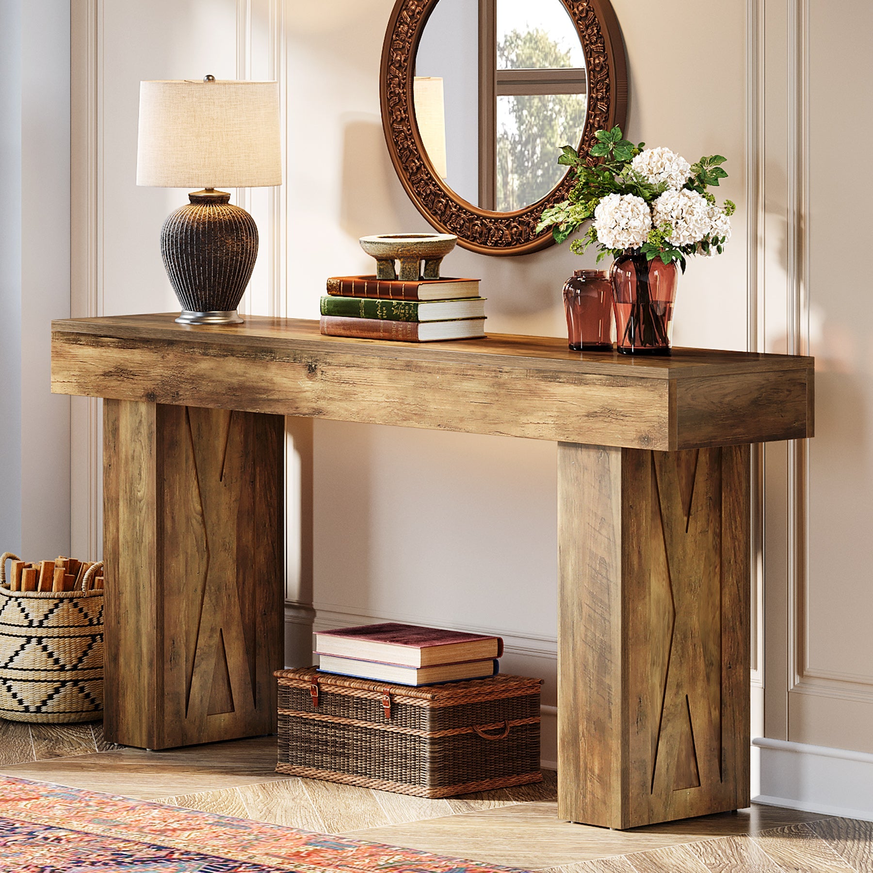 63" Narrow Console Table, Modern Sofa Table for Entryway Living Room