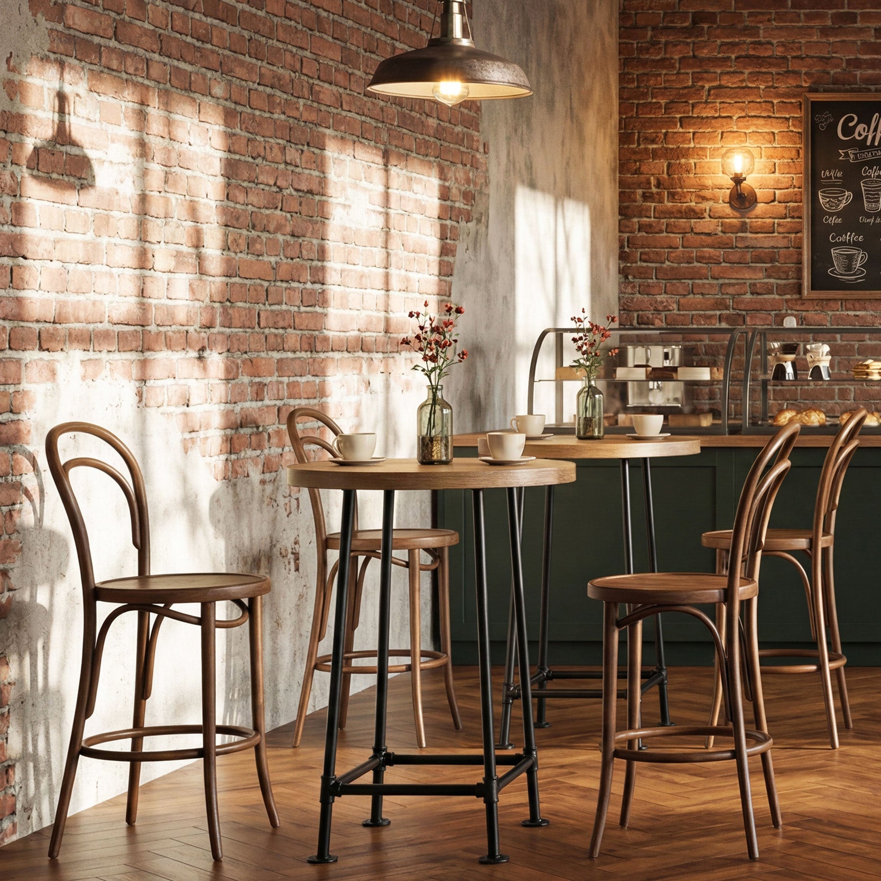 37.4" Round Bar Table, High Top Pub Table for Small Spaces