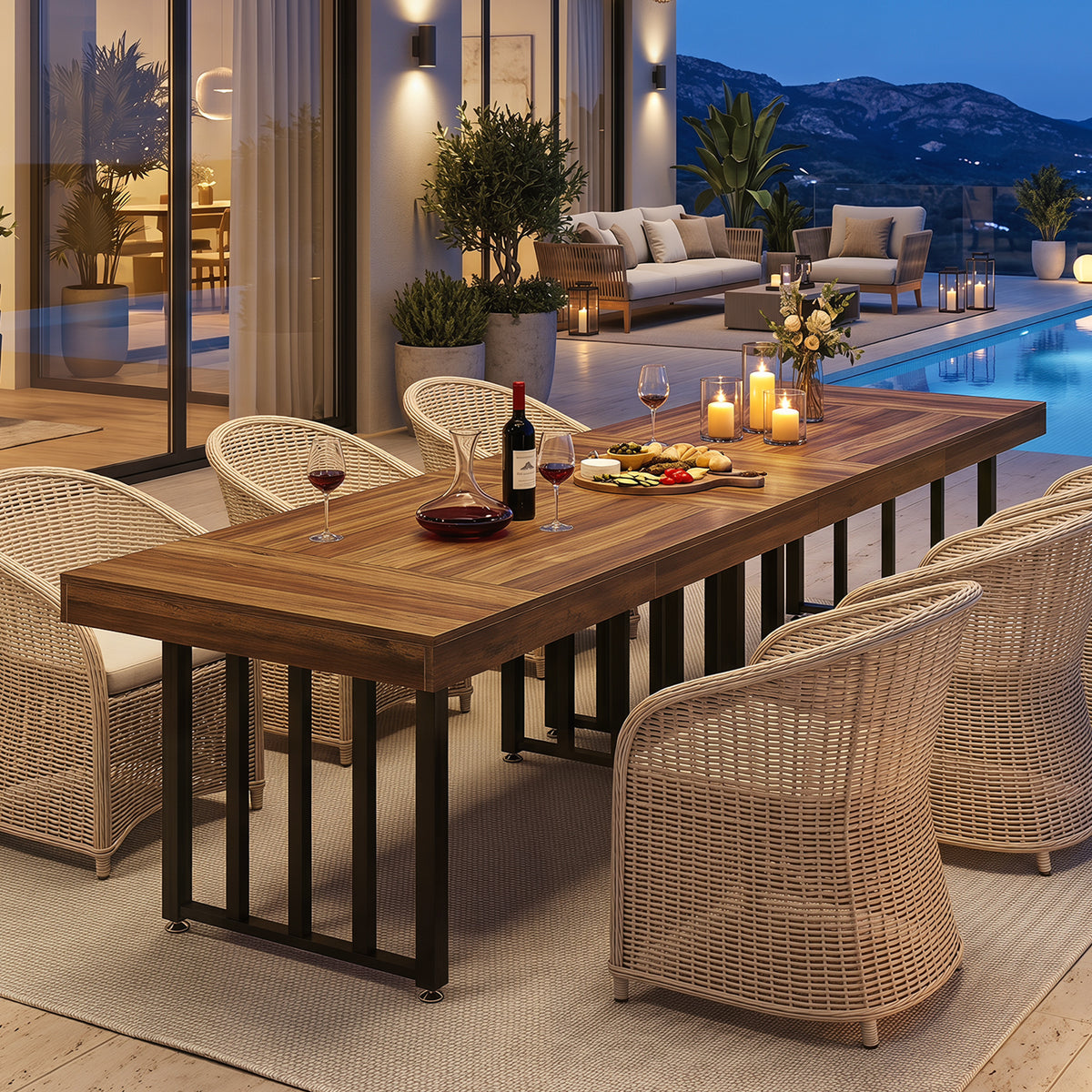 140cm Dining Table, Rectangular 4-Seater Kitchen Table with Metal Legs