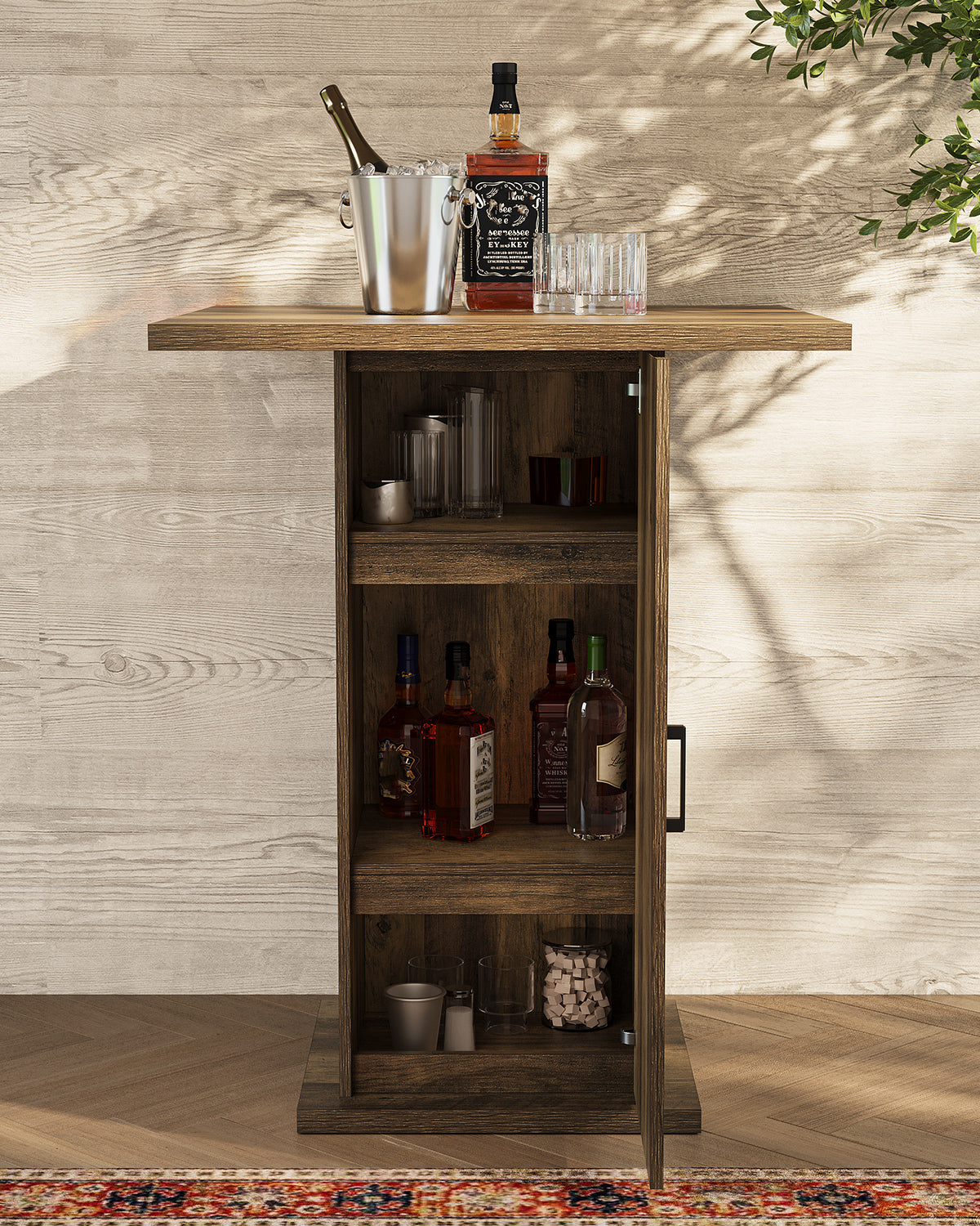 Tribesigns 80cm bar table, square bistro table with 3 shelves
