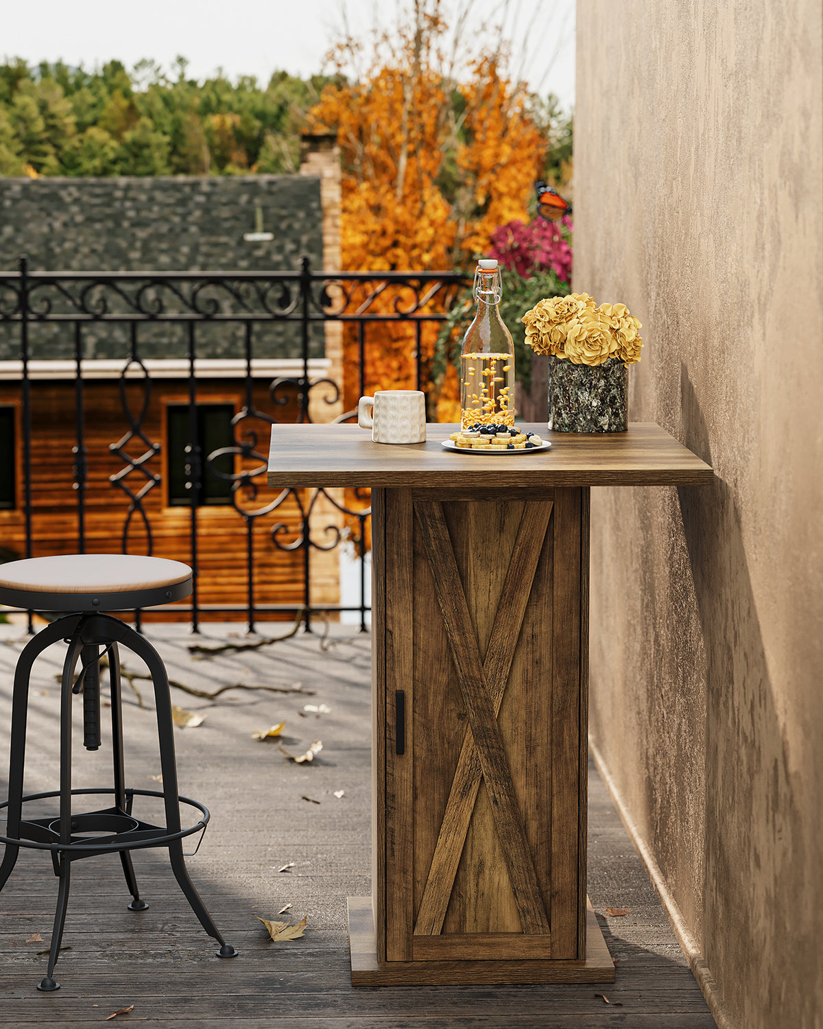 Tribesigns 80cm bar table, square bistro table with 3 shelves