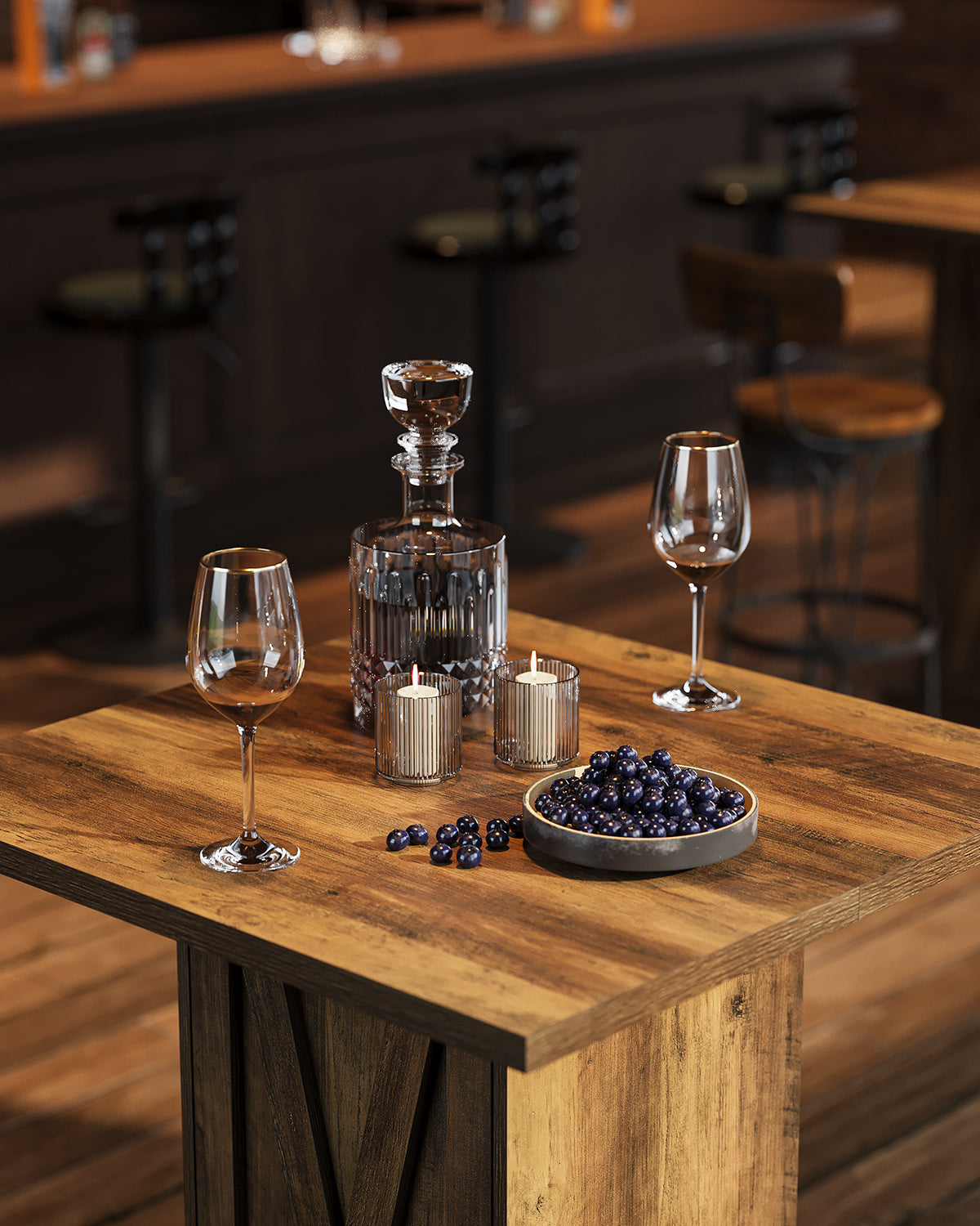 Tribesigns 80cm bar table, square bistro table with 3 shelves
