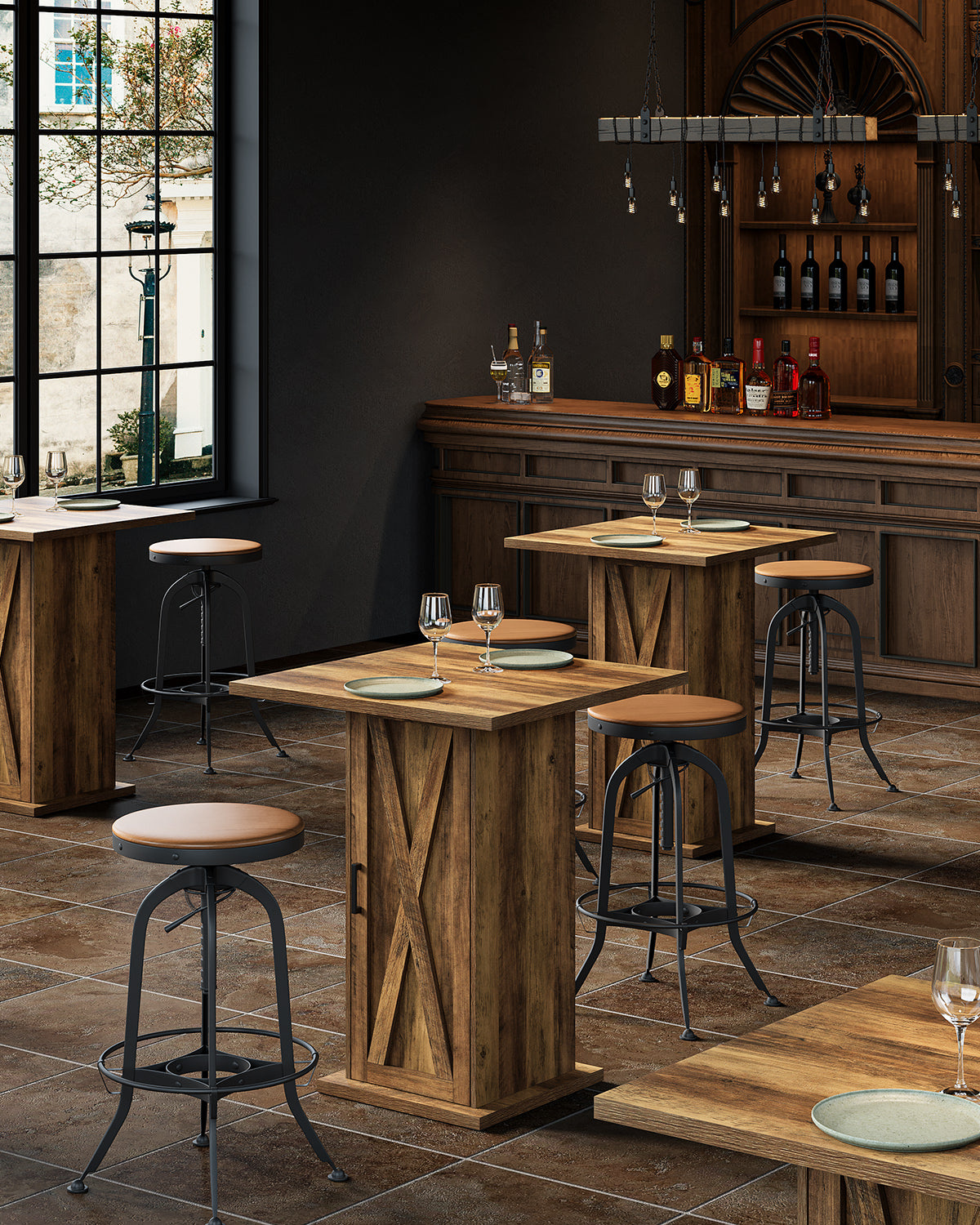 Tribesigns 80cm bar table, square bistro table with 3 shelves