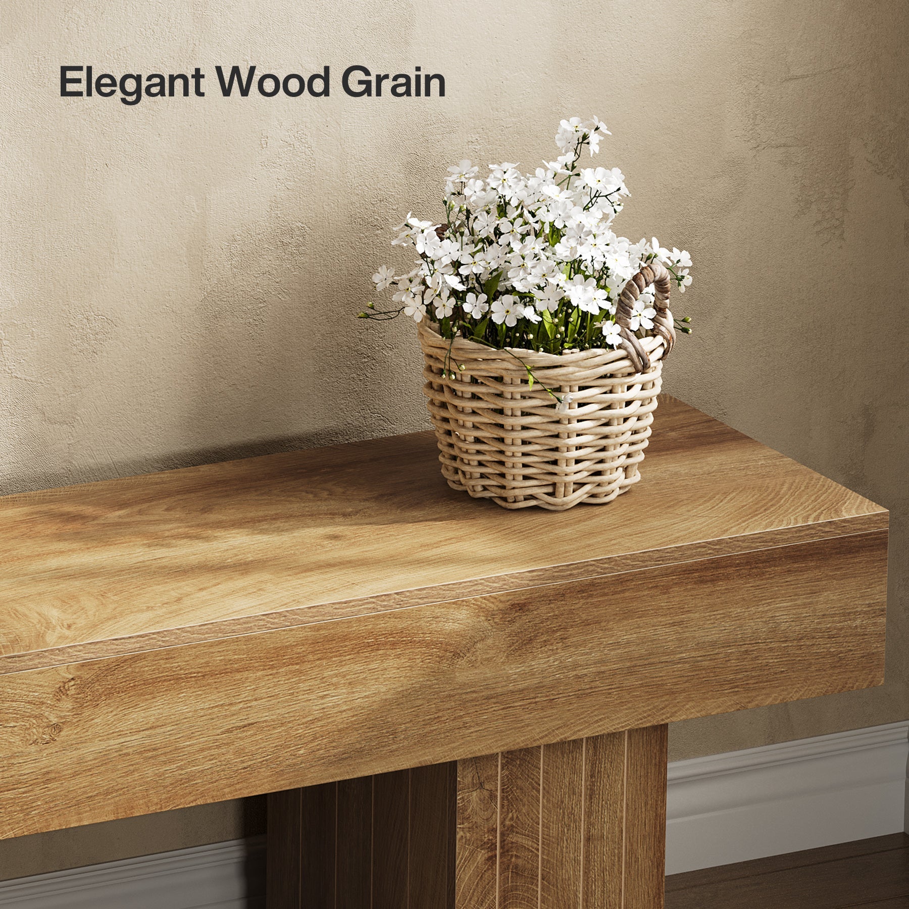 55" Wooden Entryway Bench with Broad Legs, Farmhouse Indoor Bench with 330 lb Capacity