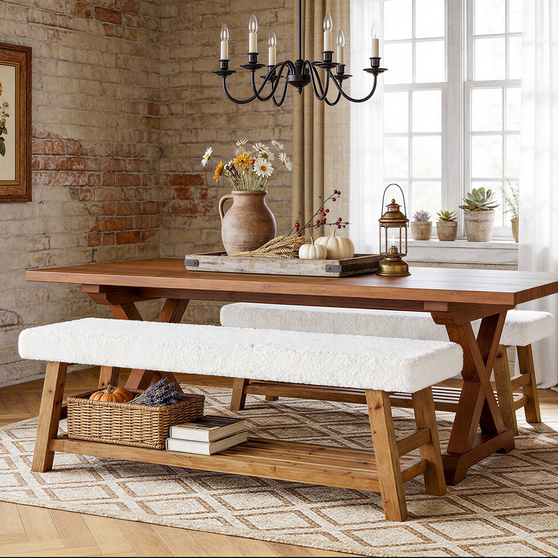 140cm Upholstered Dining Bench, 2-Tier Solid Wood Kitchen Table Bench with Cushion