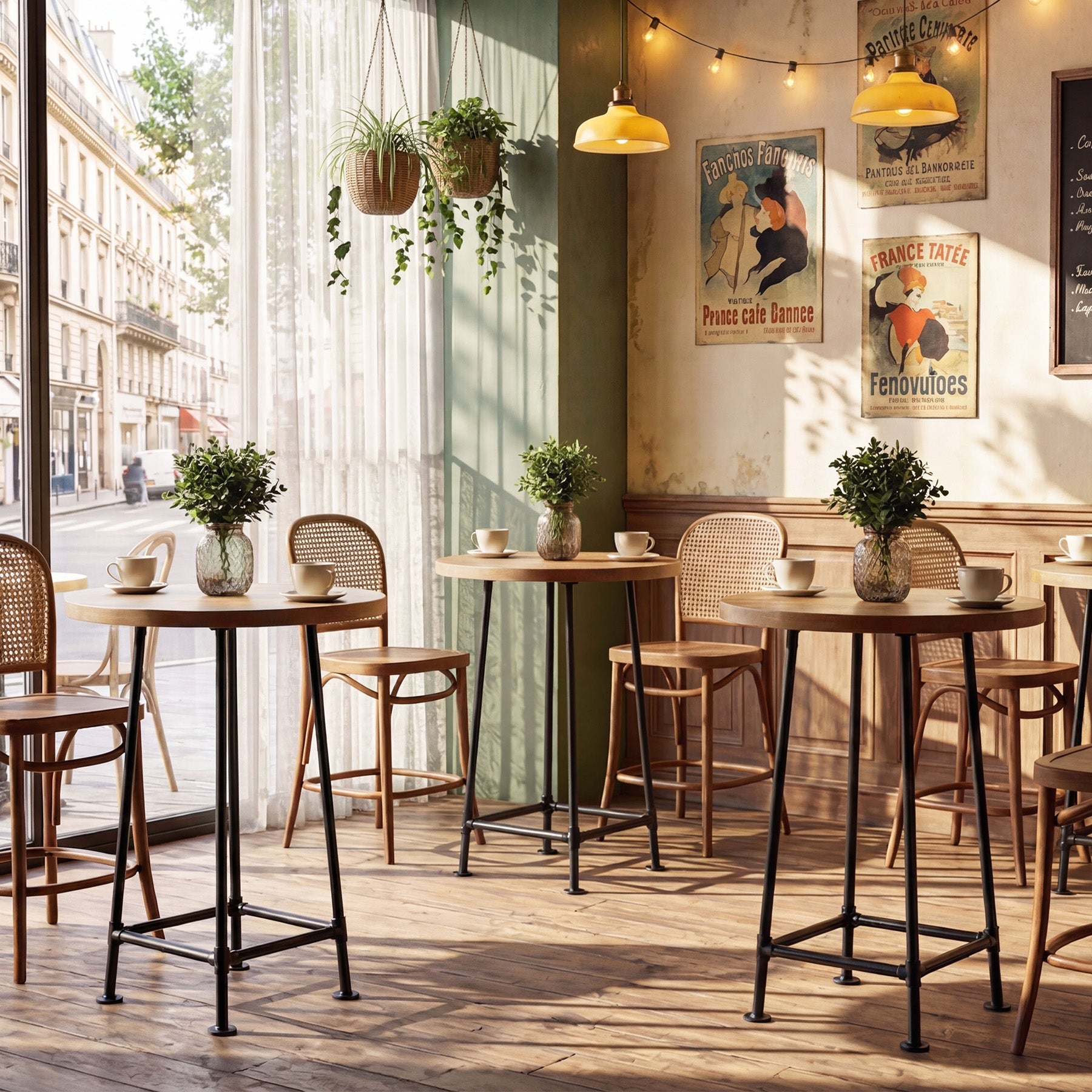 37.4" Round Bar Table, High Top Pub Table for Small Spaces