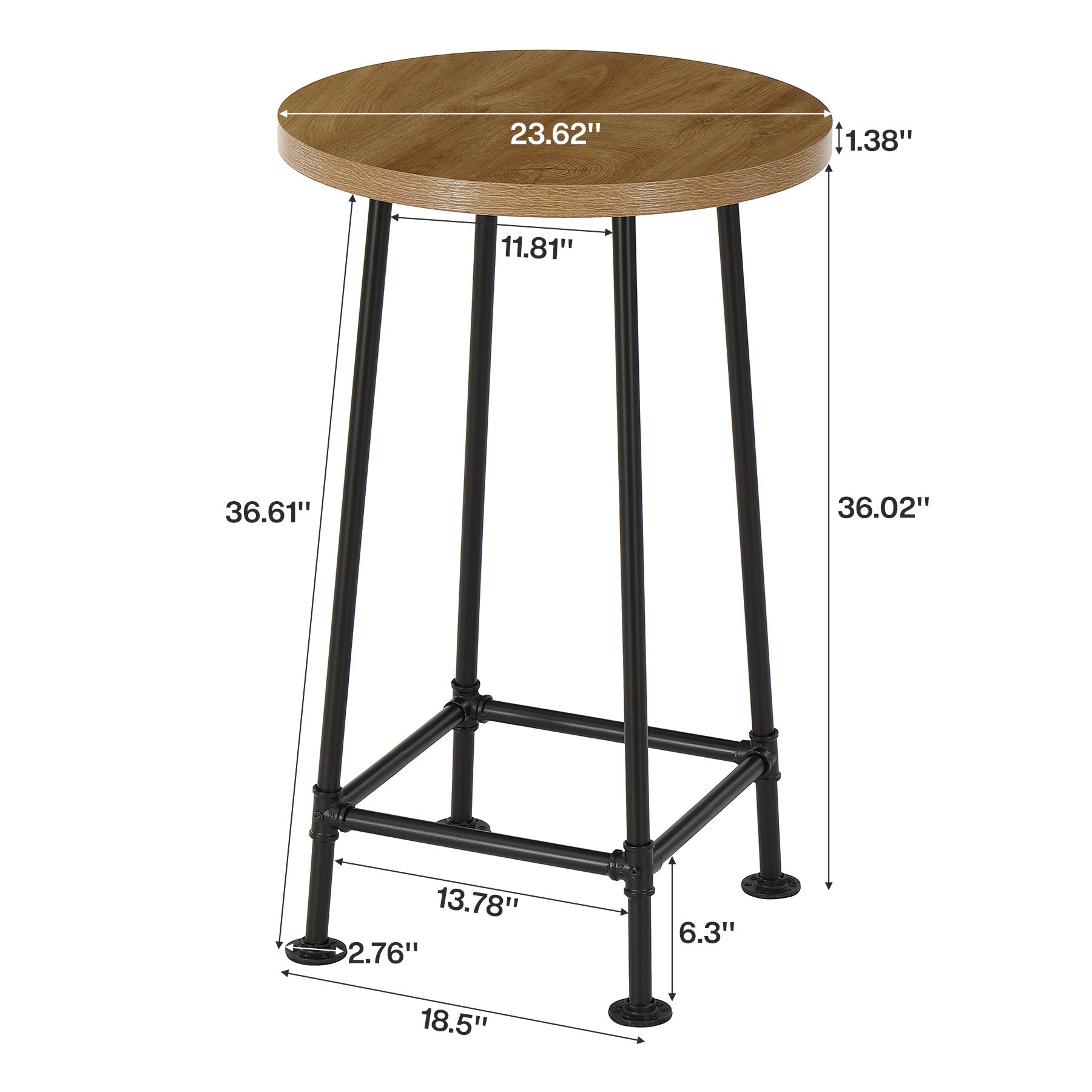 37.4" Round Bar Table, High Top Pub Table for Small Spaces