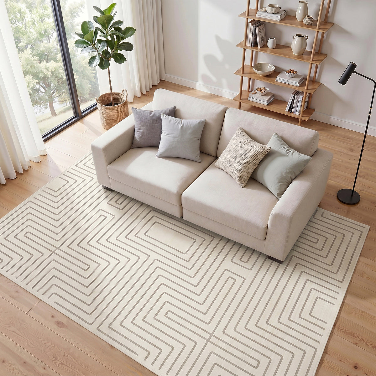 Tribesigns Geometric Low-Pile Rug, Non-Slip Backing, Machine Washable Up to 30°C, OEKO-TEX Certified