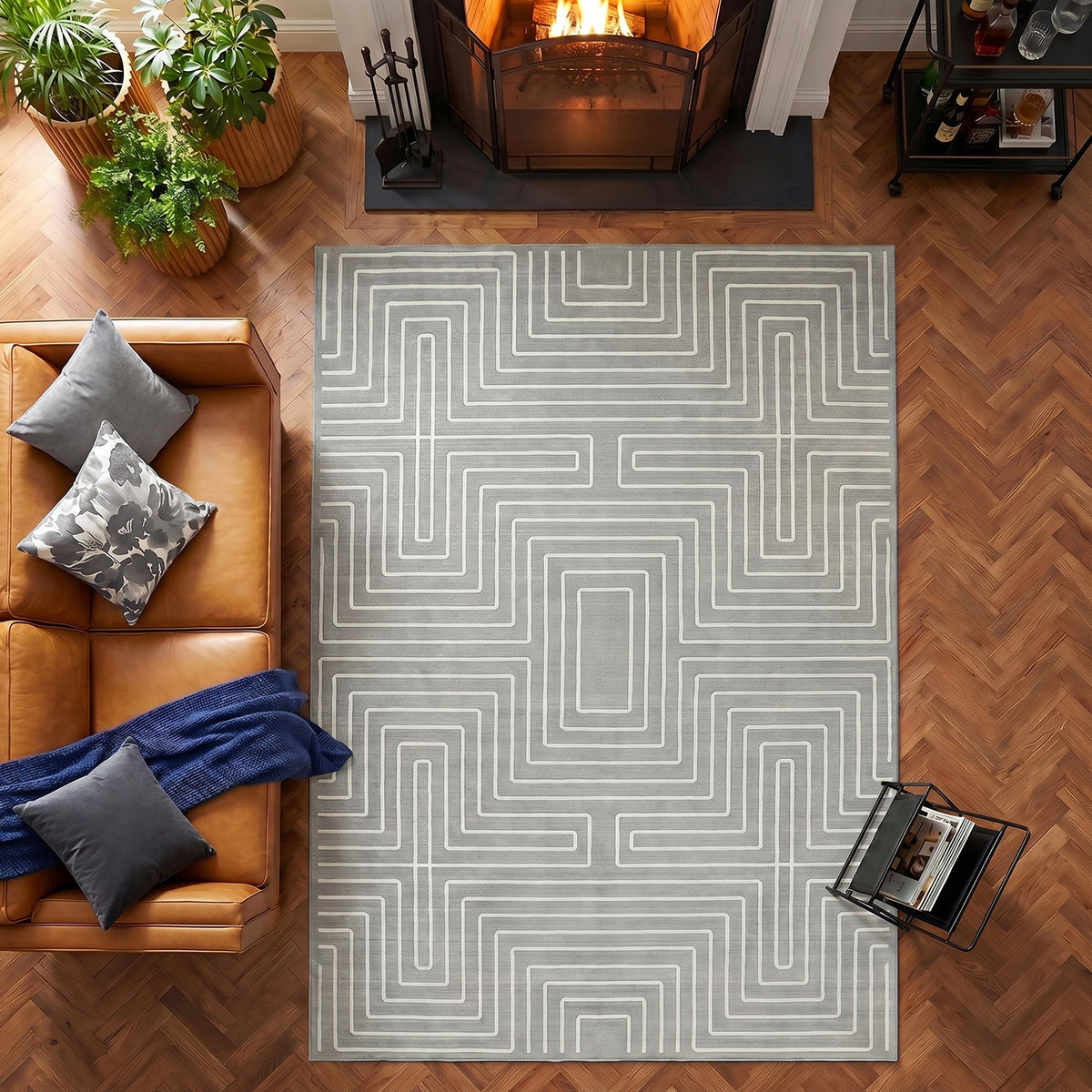 Tribesigns Geometric Low-Pile Rug, Non-Slip Backing, Machine Washable Up to 30°C, OEKO-TEX Certified