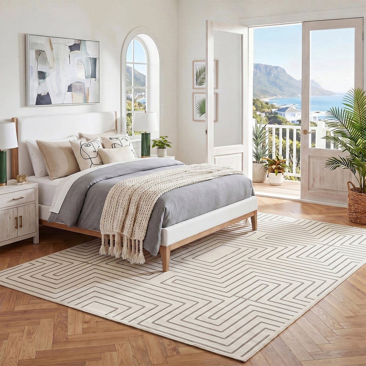 Tribesigns Geometric Low-Pile Rug, Non-Slip Backing, Machine Washable Up to 30°C, OEKO-TEX Certified