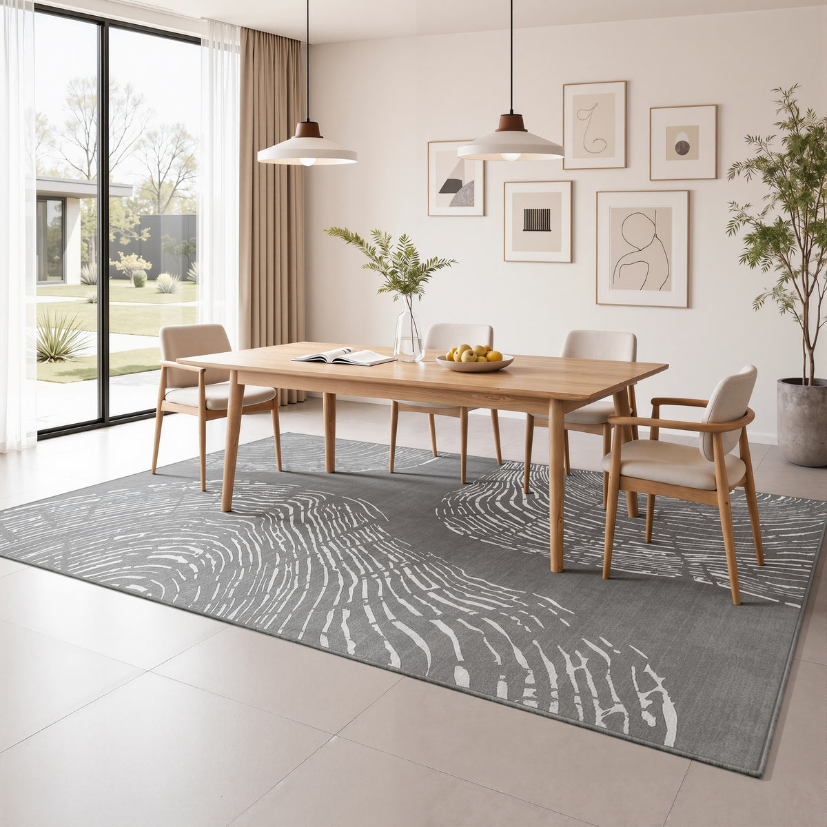 Tribesigns Machine-Washable Abstract Rug, Various Sizes, Soft, Minimalist, Non-slip, Short-pile, OEKO-TEX Certified