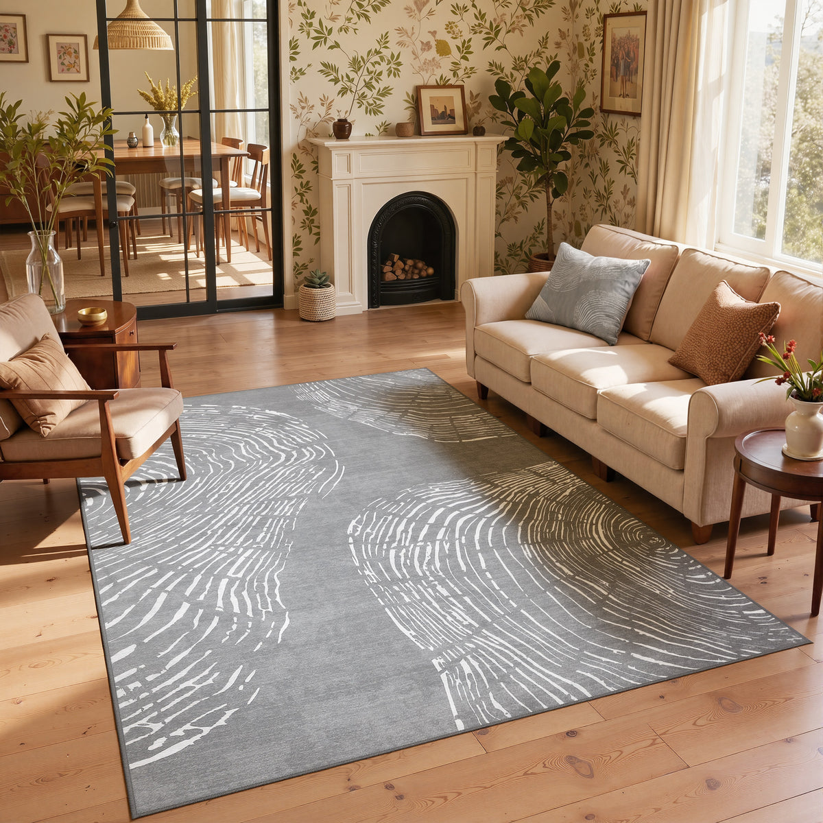 Tribesigns Machine-Washable Abstract Rug, Various Sizes, Soft, Minimalist, Non-slip, Short-pile, OEKO-TEX Certified