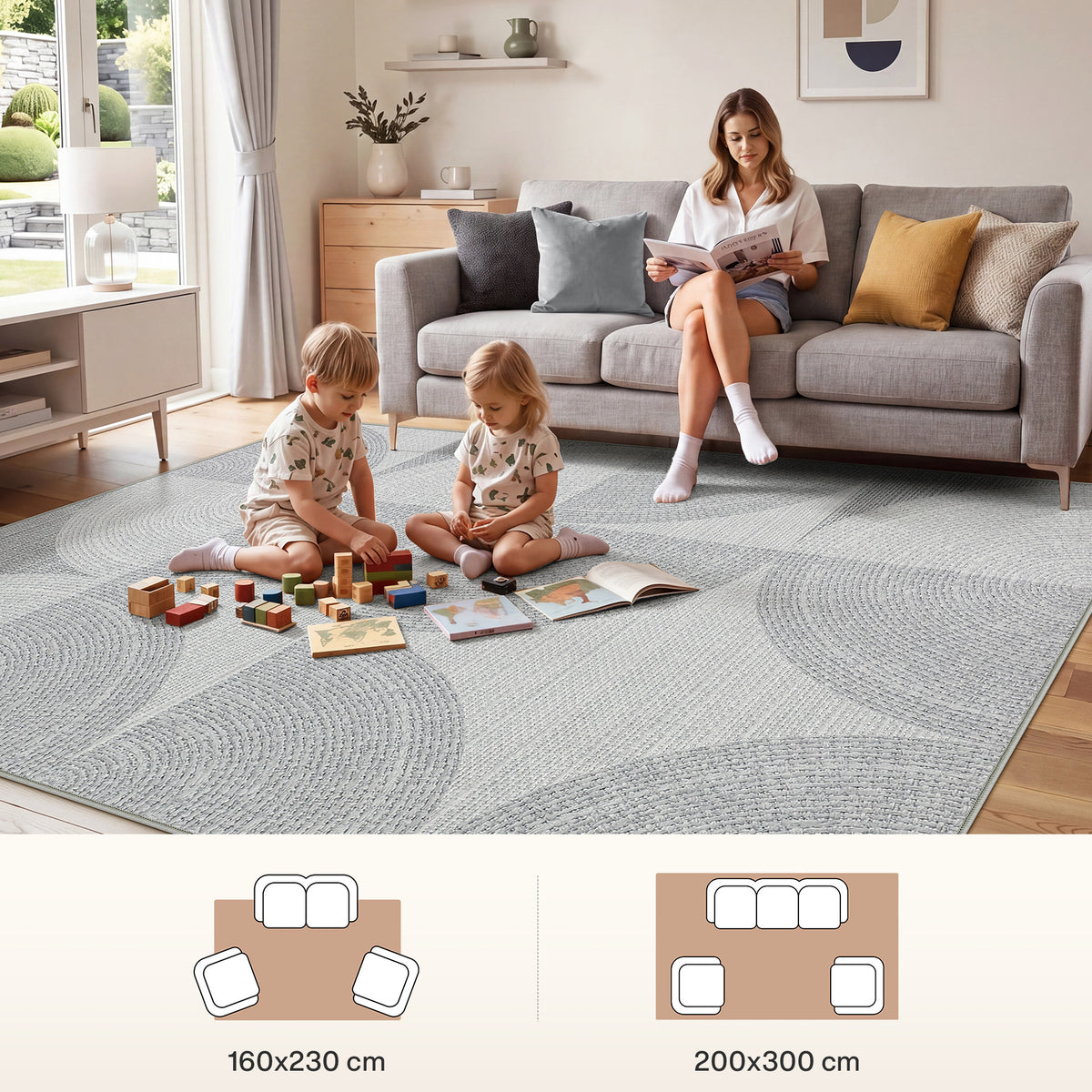 Tribesigns geometric rug, modern short-pile living room rug, washable & non-slip