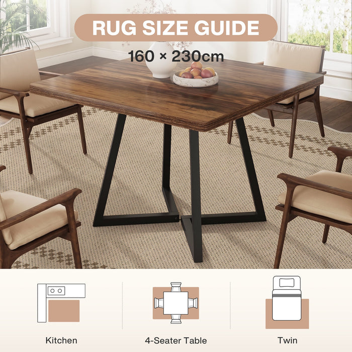 Tribesigns Indoor and Outdoor Rug, Weather-Resistant, Jute-Look, Scalloped Border and Farmhouse-Style Pattern, Washable and Non-Slip