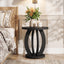 60cm Round End Table, Rustic Side Table with Storage for Living Room