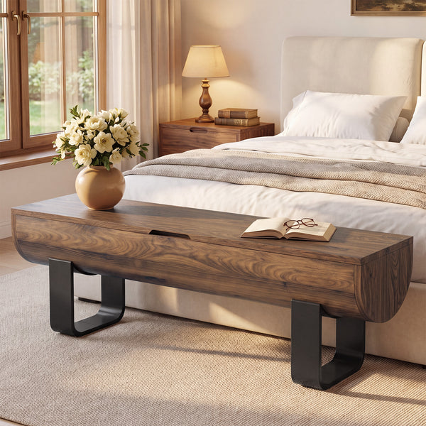 140cm Entryway Bench, Lift Top Shoe Bench with Metal Legs