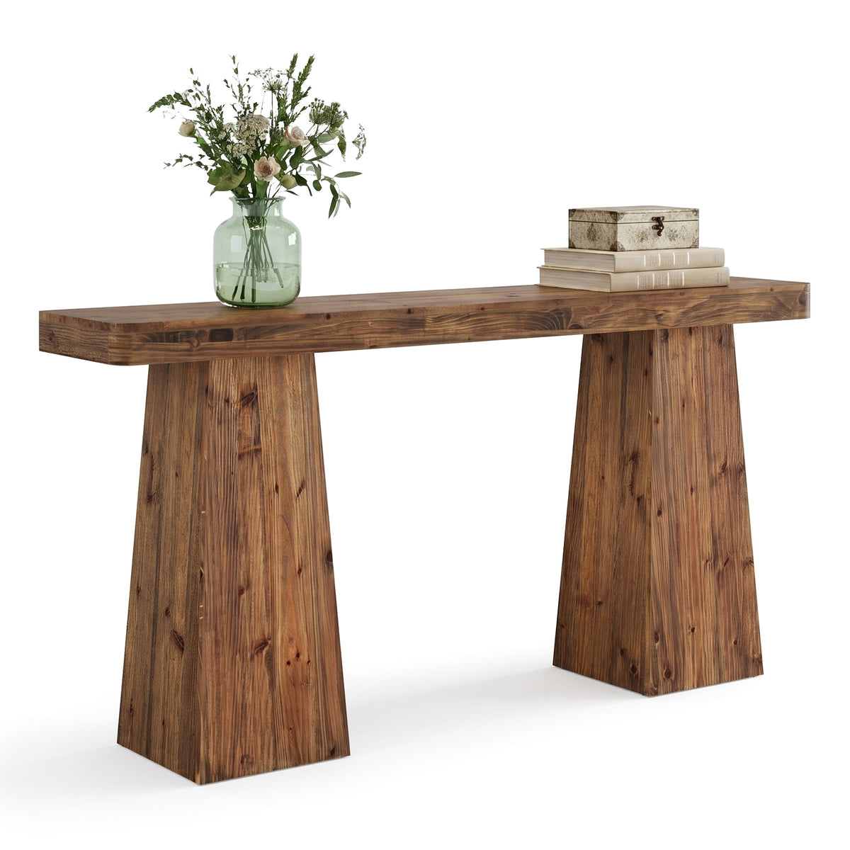 160cm Console Table, Solid Wood Narrow Sofa Table for Behind Couch
