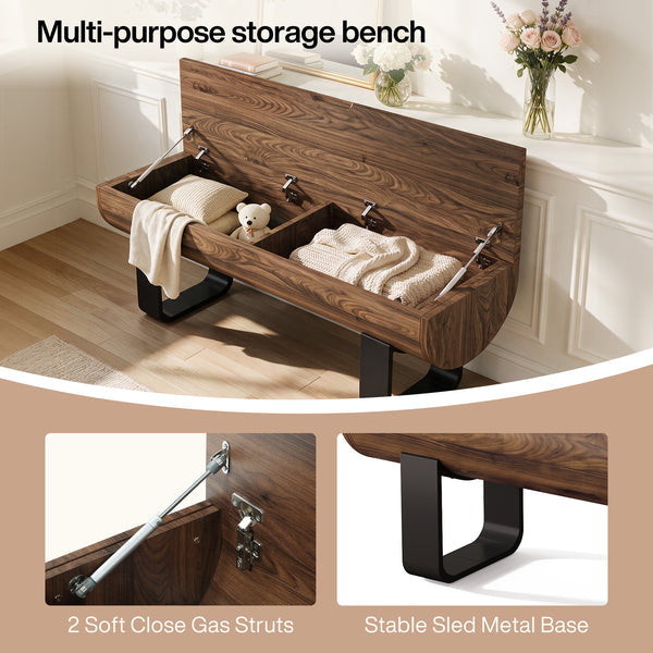 140cm Entryway Bench, Lift Top Shoe Bench with Metal Legs