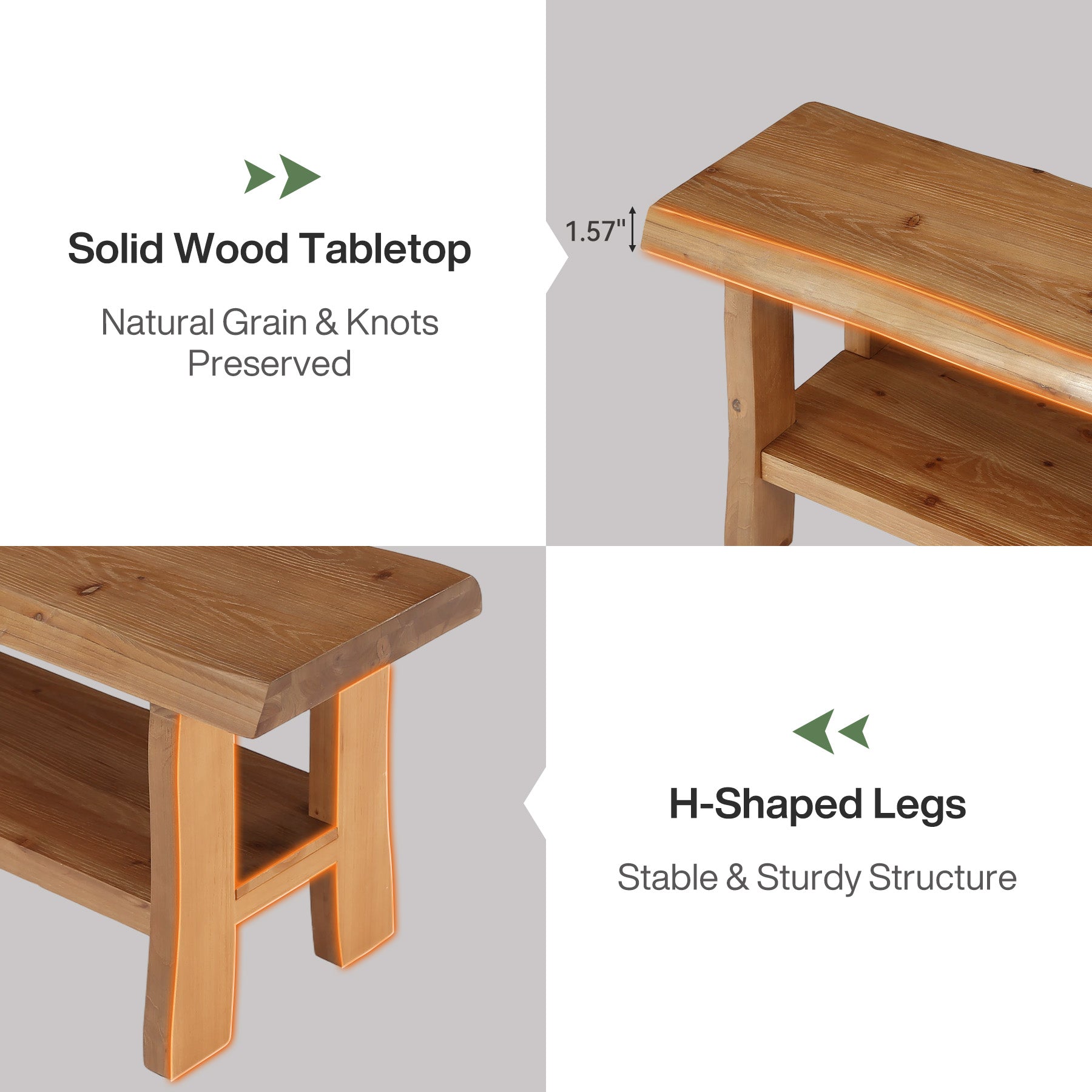 139.7cm Shoe Bench, Solid Wood Entryway Bench End of Bed Stool with Lower Shelf