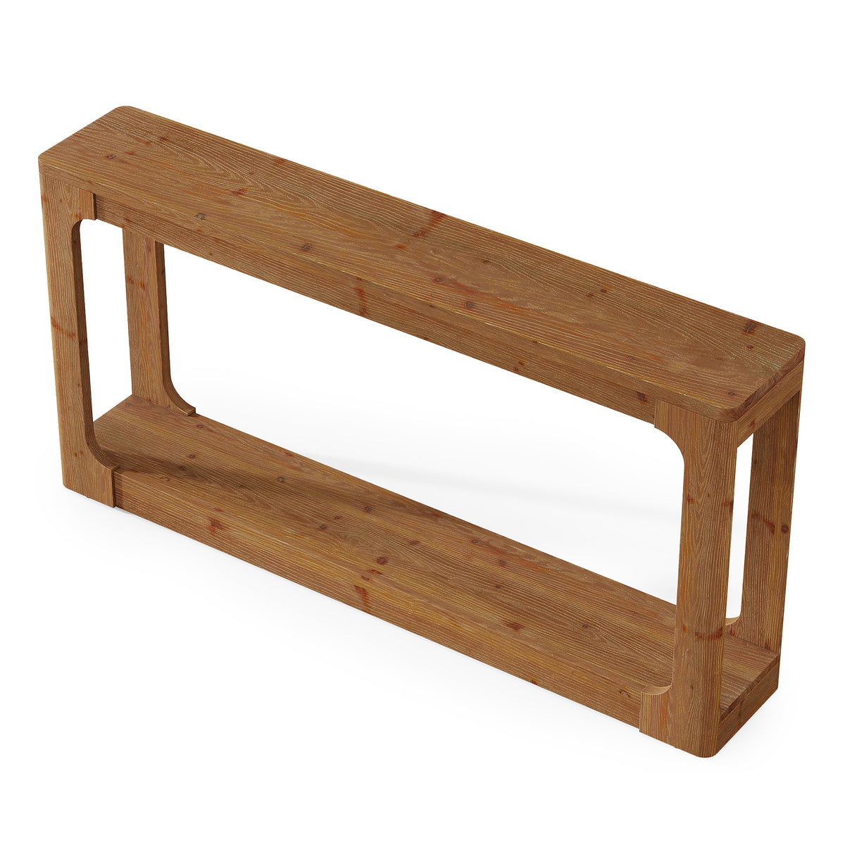 160cm Console Table, Rustic 2-Tier Solid Wood for Entryway Living Room