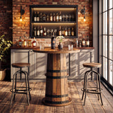 90cm Round Bar Table, 2-Tier Storage Rustic Pub Table for Home Bar Kitchen 3