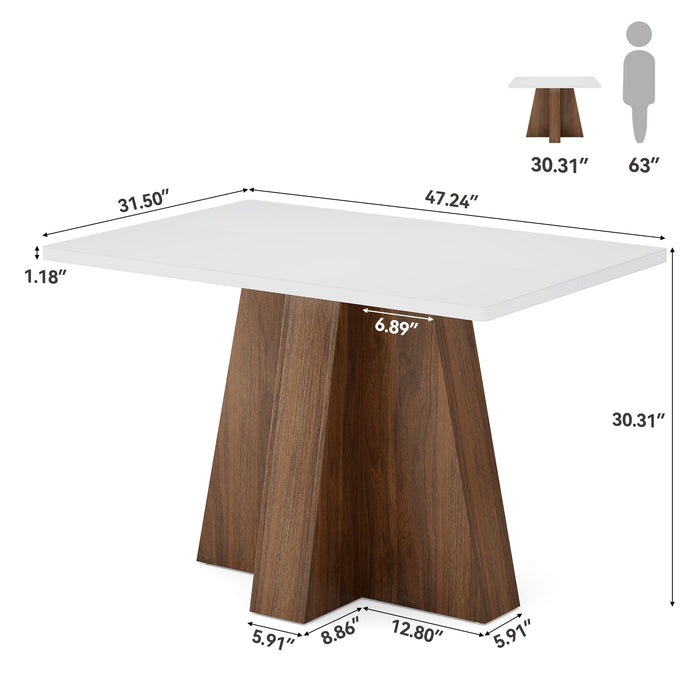Tribesigns Rectangular Dining Table in Walnut and White, 120cm, for 4 to 6 people