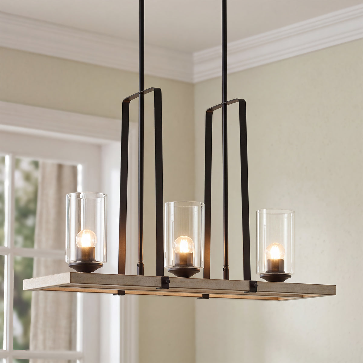 3-Light Black Industrial Pendant Light, Vintage Chandelier