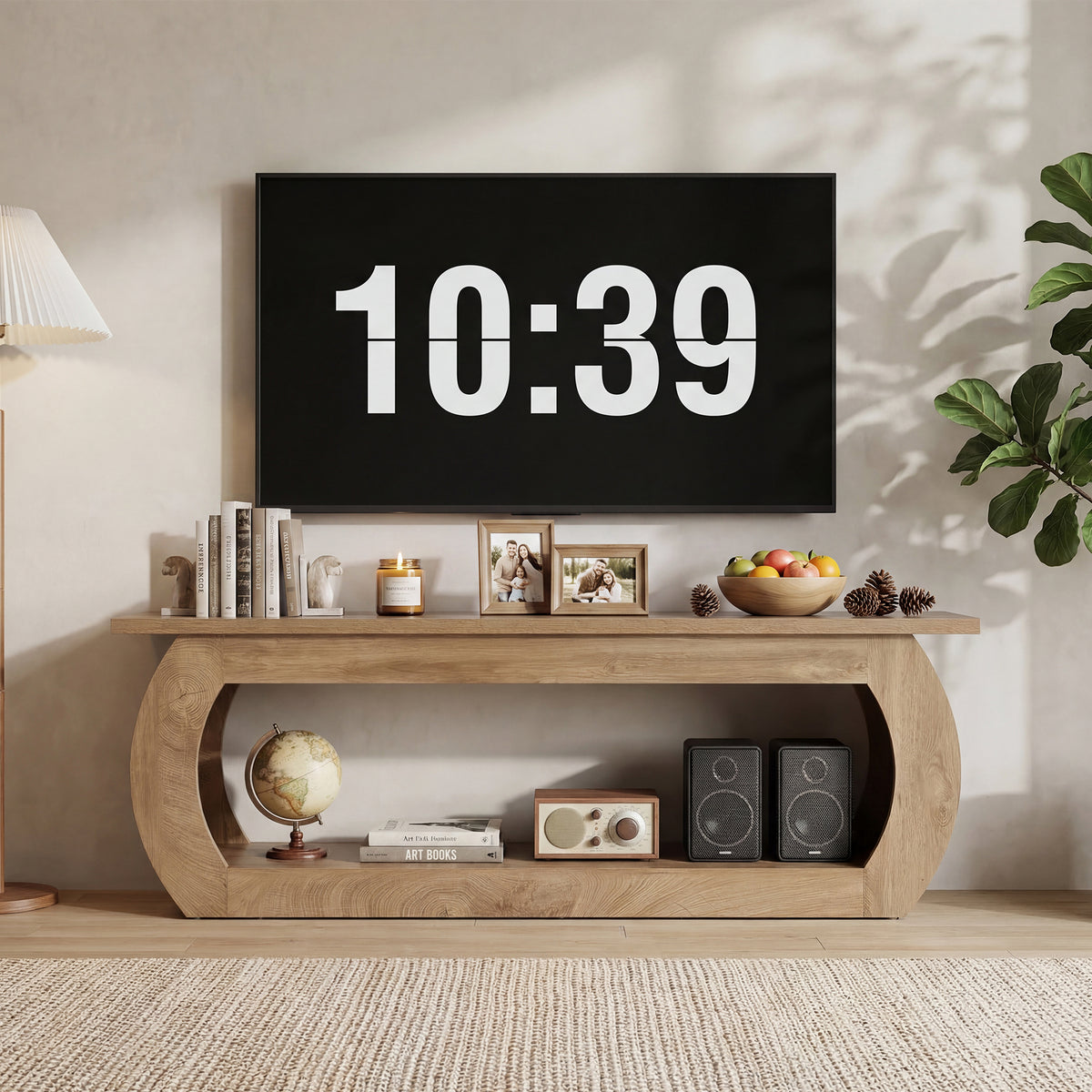 Tribesigns 165 cm TV Stand, Wooden Multimedia Centre