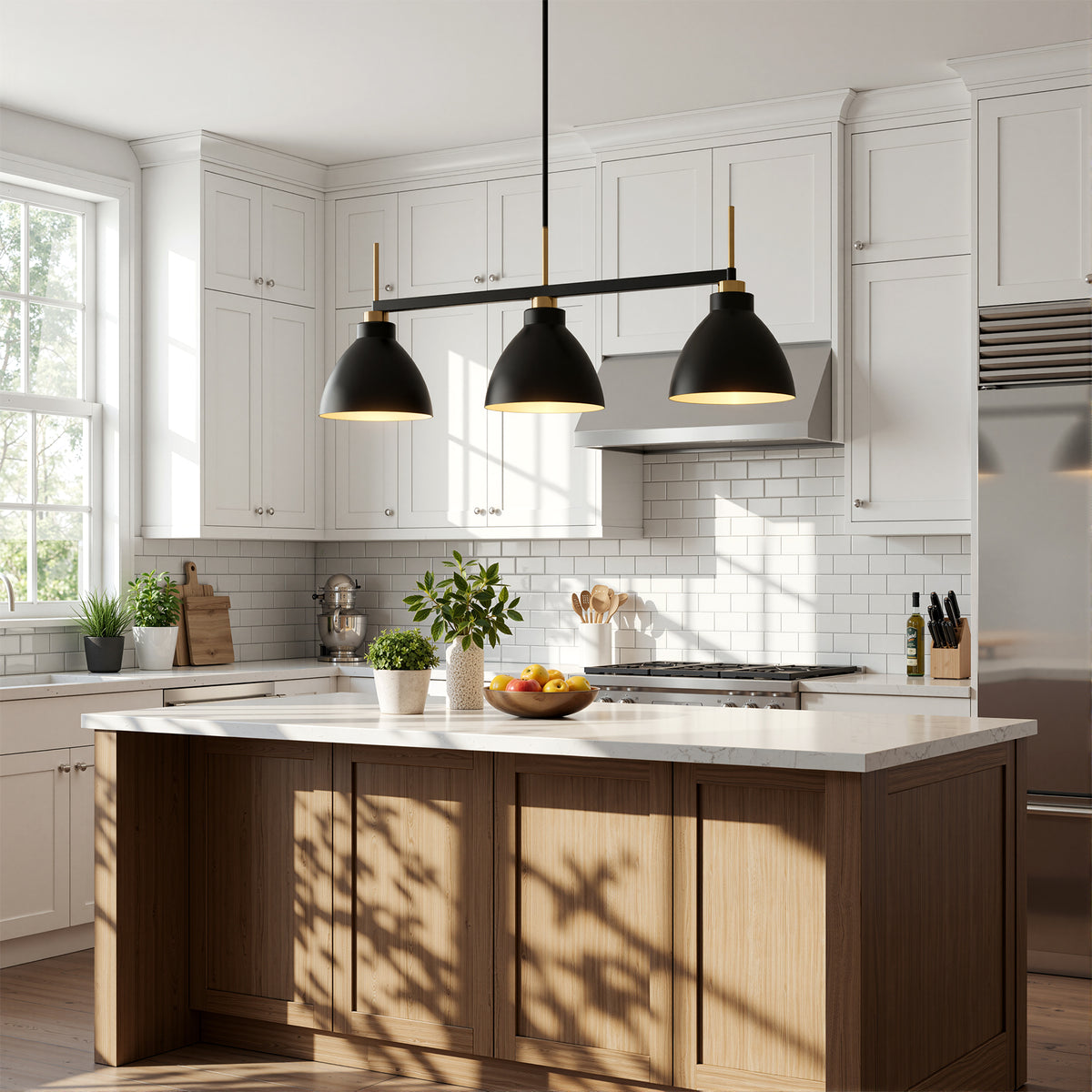 3-Light Modern Pendant Light, Black Industrial Chandelier