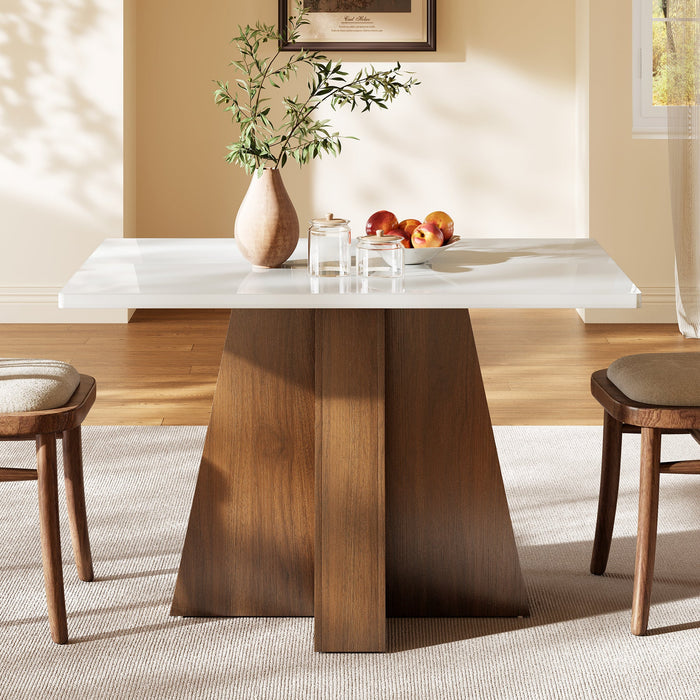 Tribesigns Rectangular Dining Table in Walnut and White, 120cm, for 4 to 6 people