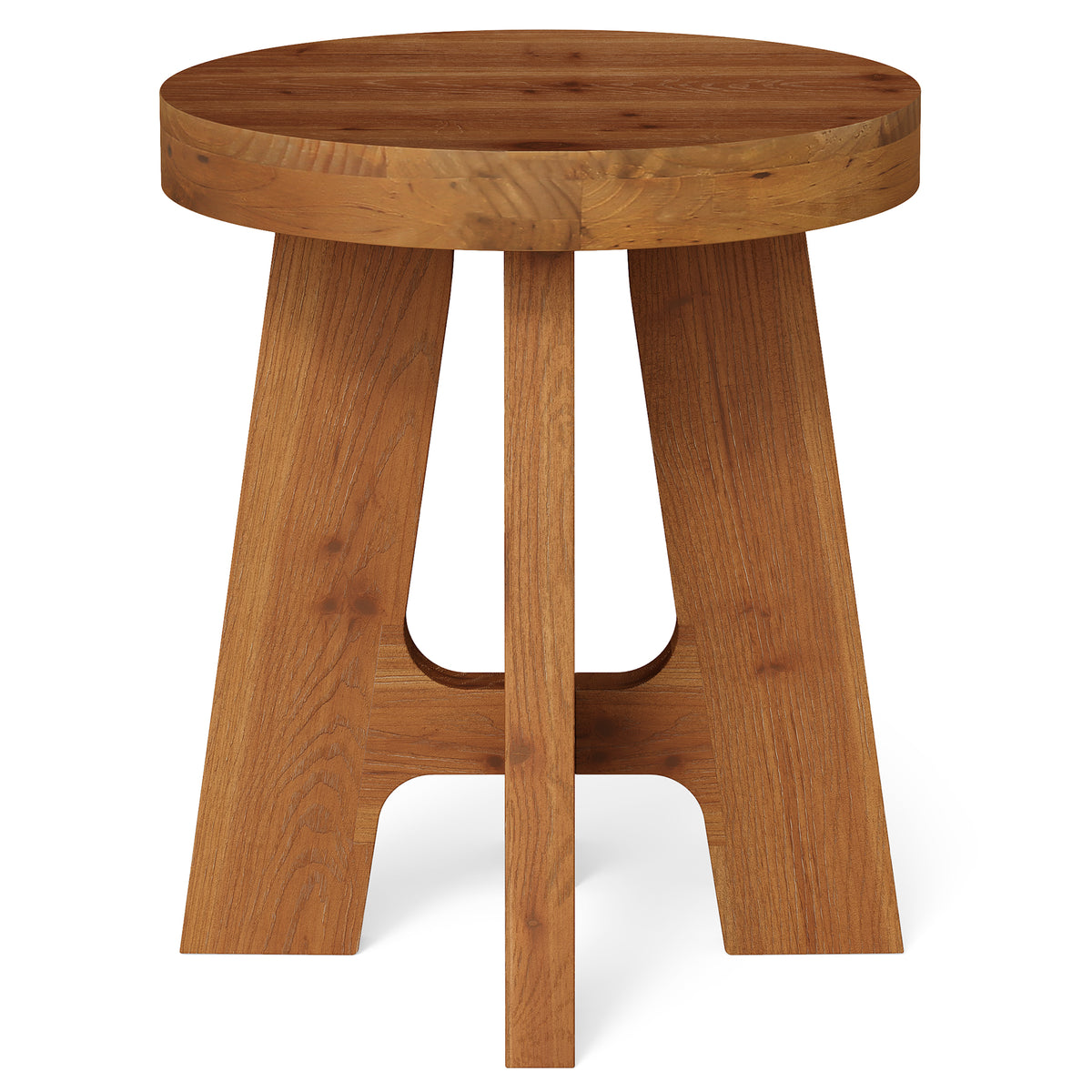 Round Side Table, Farmhouse Solid Wood End Table with Heavy-Duty Legs