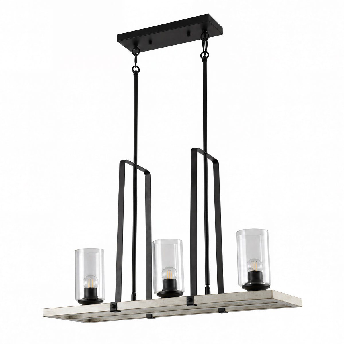 3-Light Black Industrial Pendant Light, Vintage Chandelier