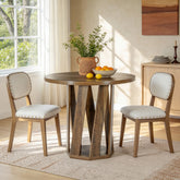 80cm Round Dining Table, Solid Wood Kitchen Table for 2-4 People 3