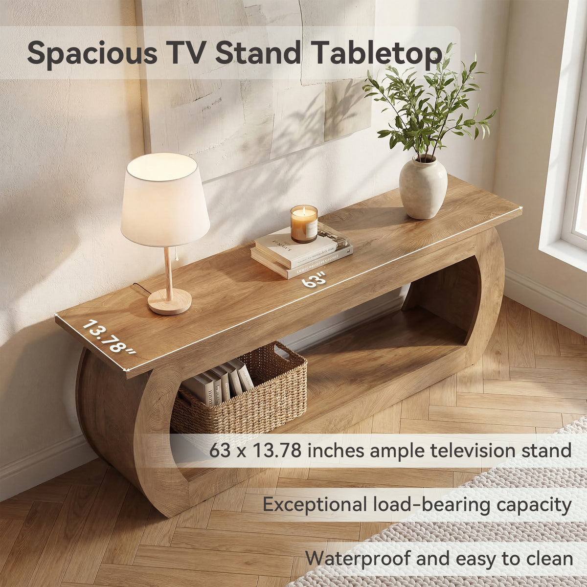 Tribesigns 165 cm TV Stand, Wooden Multimedia Centre