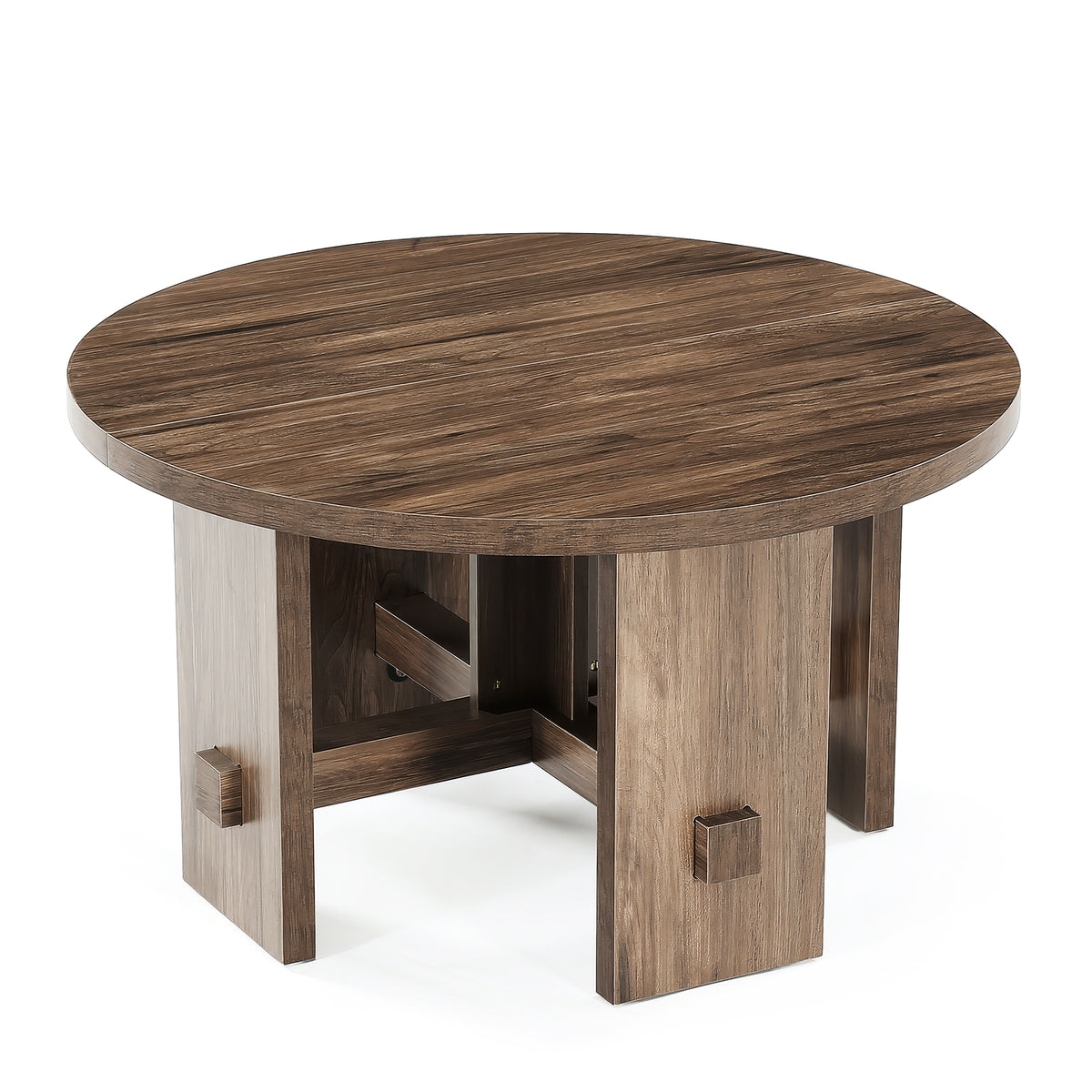 Tribesigns 80cm round side table, rustic-style side table with a pedestal base