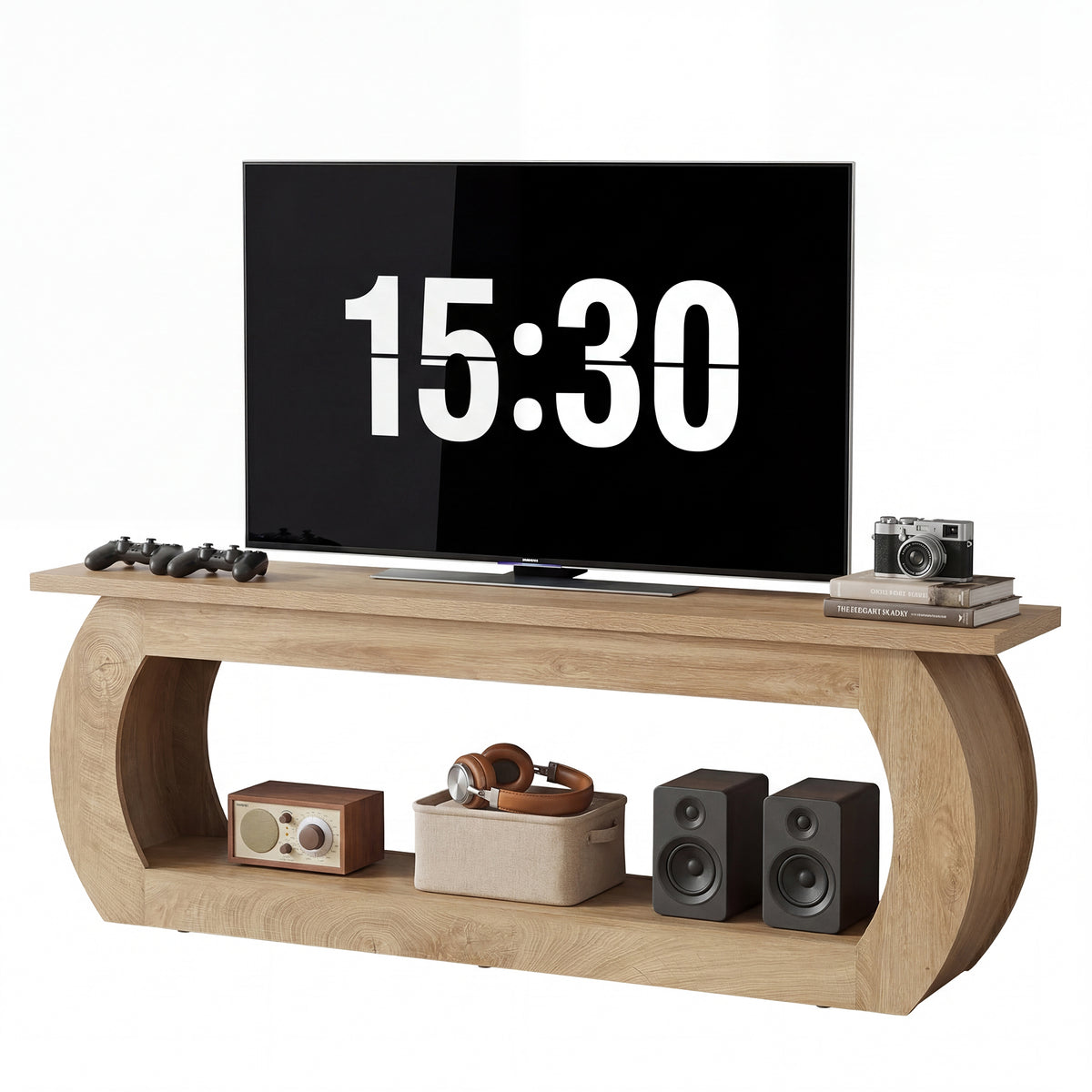 Tribesigns 165 cm TV Stand, Wooden Multimedia Centre