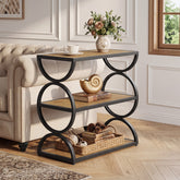 60cm Narrow Side Table, 3-Tier Industrial End Table with Circular Frame for Living Room 3