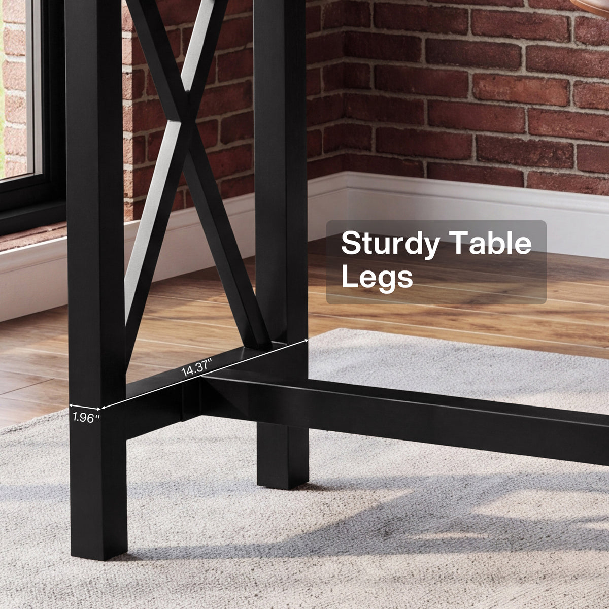 180cm Bar Table, Industrial Rectangular Pub Table with Metal Footrest
