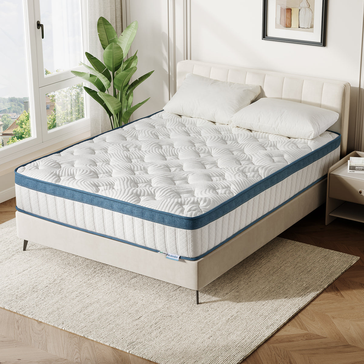 Pocket-spring mattress, 200 cm spring mattress with gel memory foam