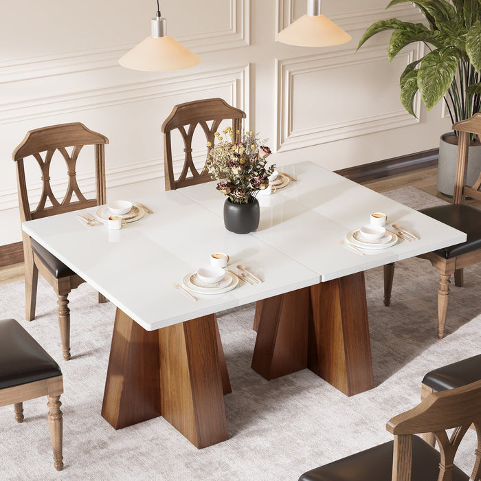 Tribesigns Rectangular Dining Table in Walnut and White, 120cm, for 4 to 6 people