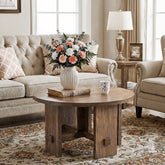 Tribesigns 80cm round side table, rustic-style side table with a pedestal base 3