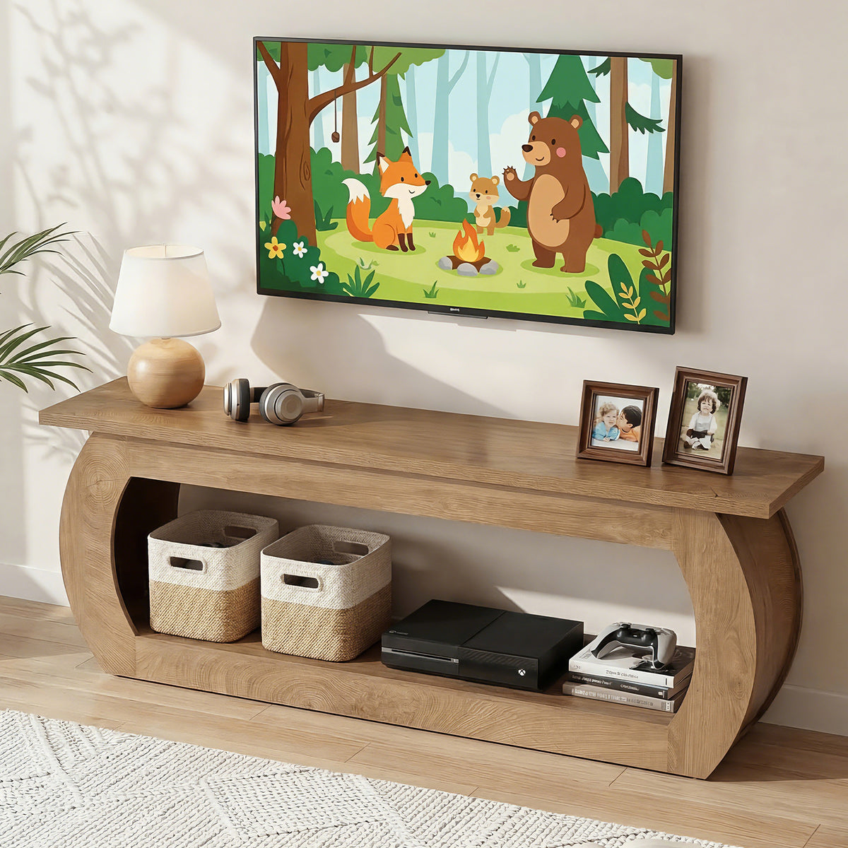 Tribesigns 165 cm TV Stand, Wooden Multimedia Centre