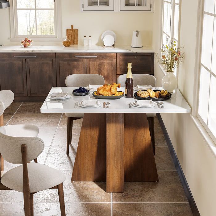 Tribesigns Rectangular Dining Table in Walnut and White, 120cm, for 4 to 6 people