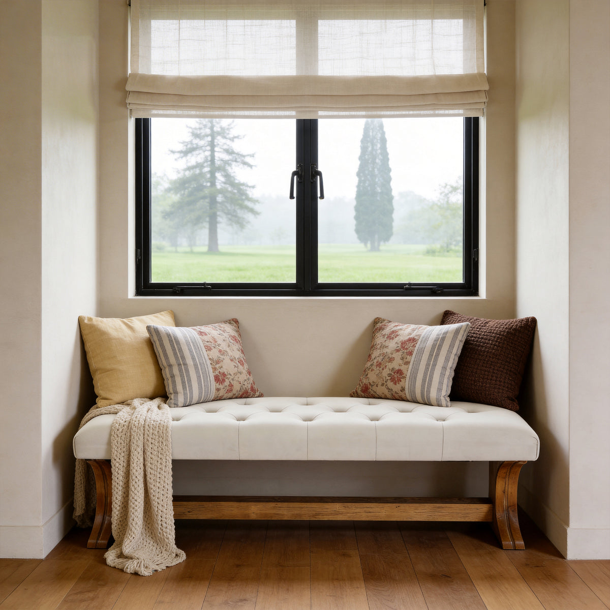 140cm End of Bed Bench, Tufted Upholstered Storage Bench for Bedroom