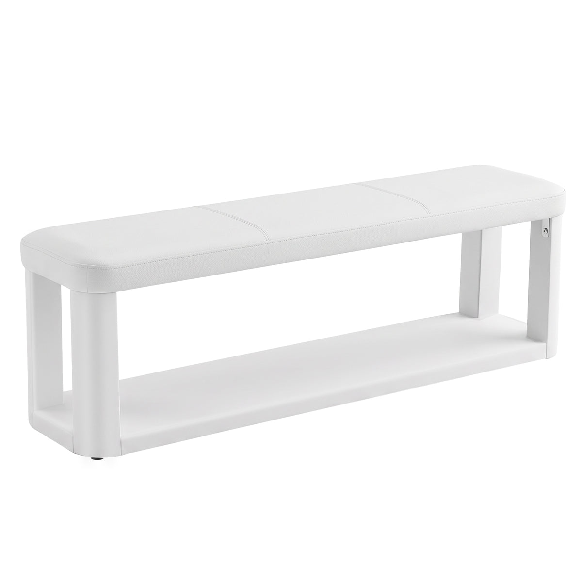 140cm Upholstered Entryway Bench, Modern 2-Tier Padded End of Bed Bench for Living Room & Bedroom