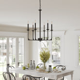 6-Light Black Wagon Wheel Chandelier, Modern Candle Pendant Light 3