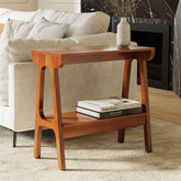 Tribesigns Side Table in Solid Rubberwood with 2 Shelves, for the Living Room and Bedroom 3